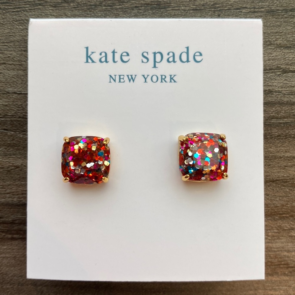 Kate Spade Multi Glitter Stud Earrings NWT - Picture 2 of 4
